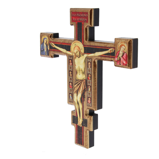Crocifisso con immagine stampata su legno. Altezza 20,3 cm