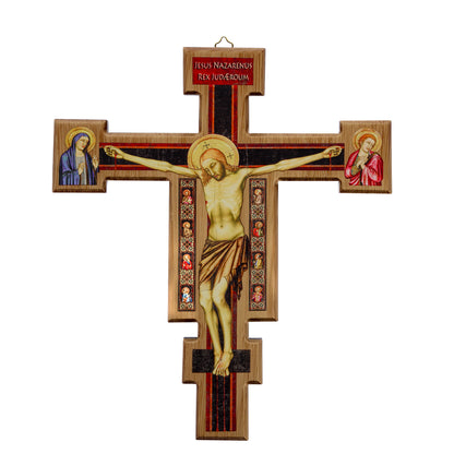 Crocifisso con immagine stampata su legno. Altezza 30,5 cm