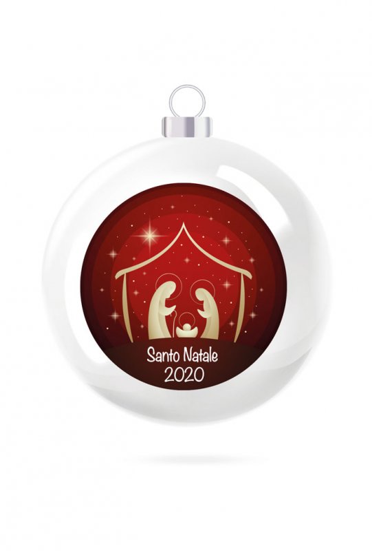 Pallina di Natale in porcellana bianca da personalizzare. Diametro 8 cm