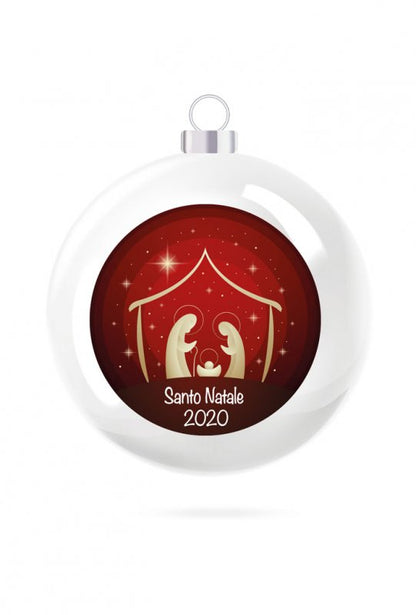 Pallina di Natale in porcellana bianca da personalizzare. Diametro 8 cm
