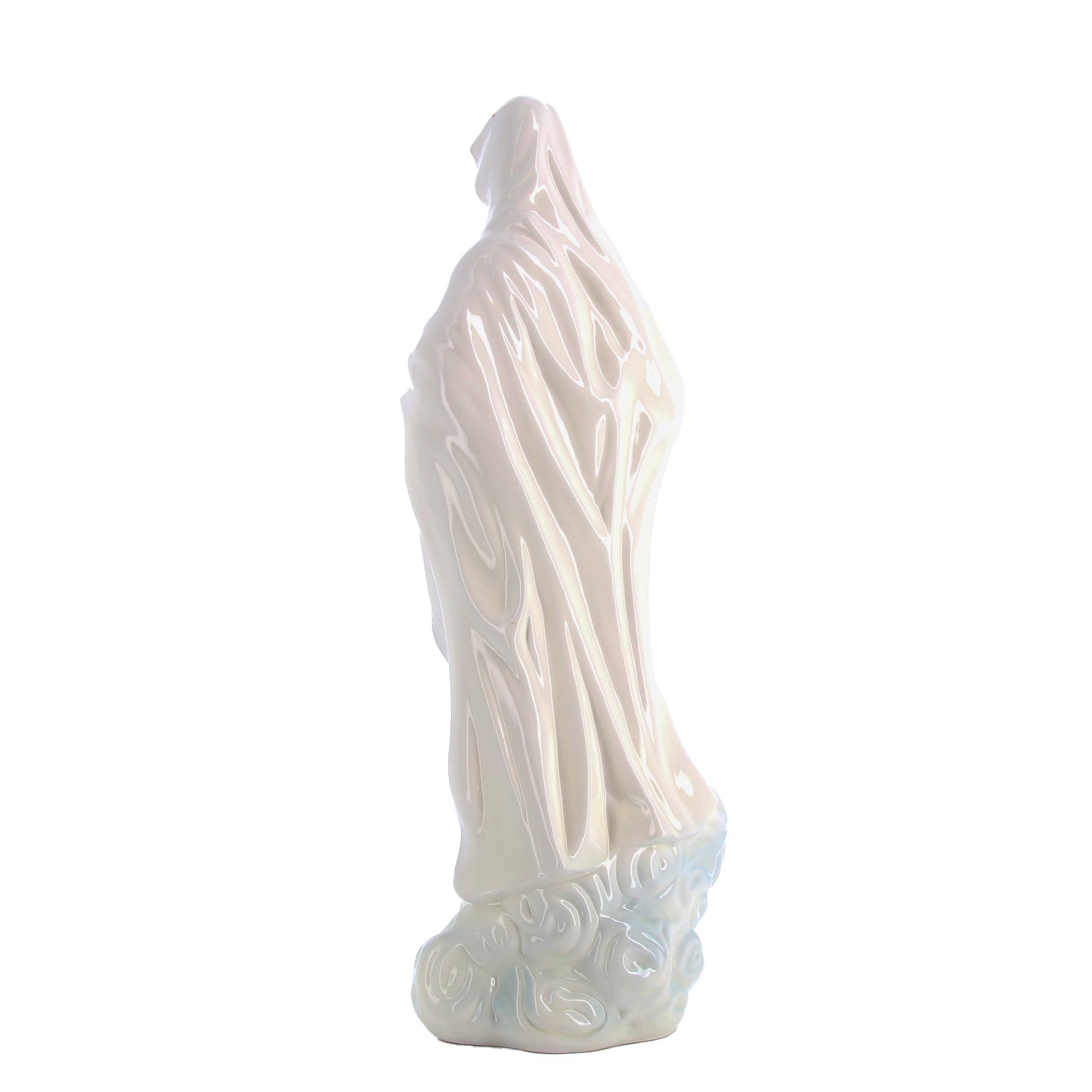 Statua Regina della pace in ceramica colorata dipinta a mano. Altezza 30 cm