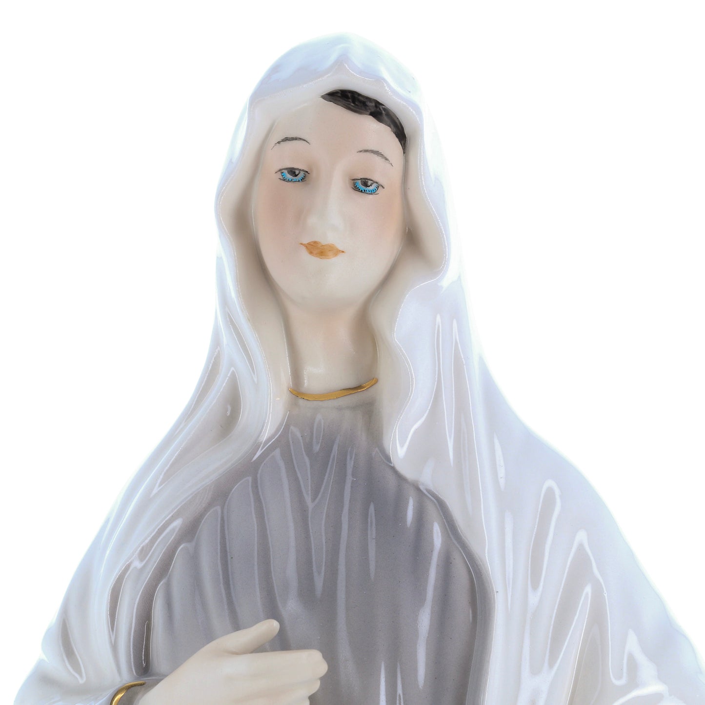 Statua Regina della pace in ceramica colorata dipinta a mano. Altezza 60 cm