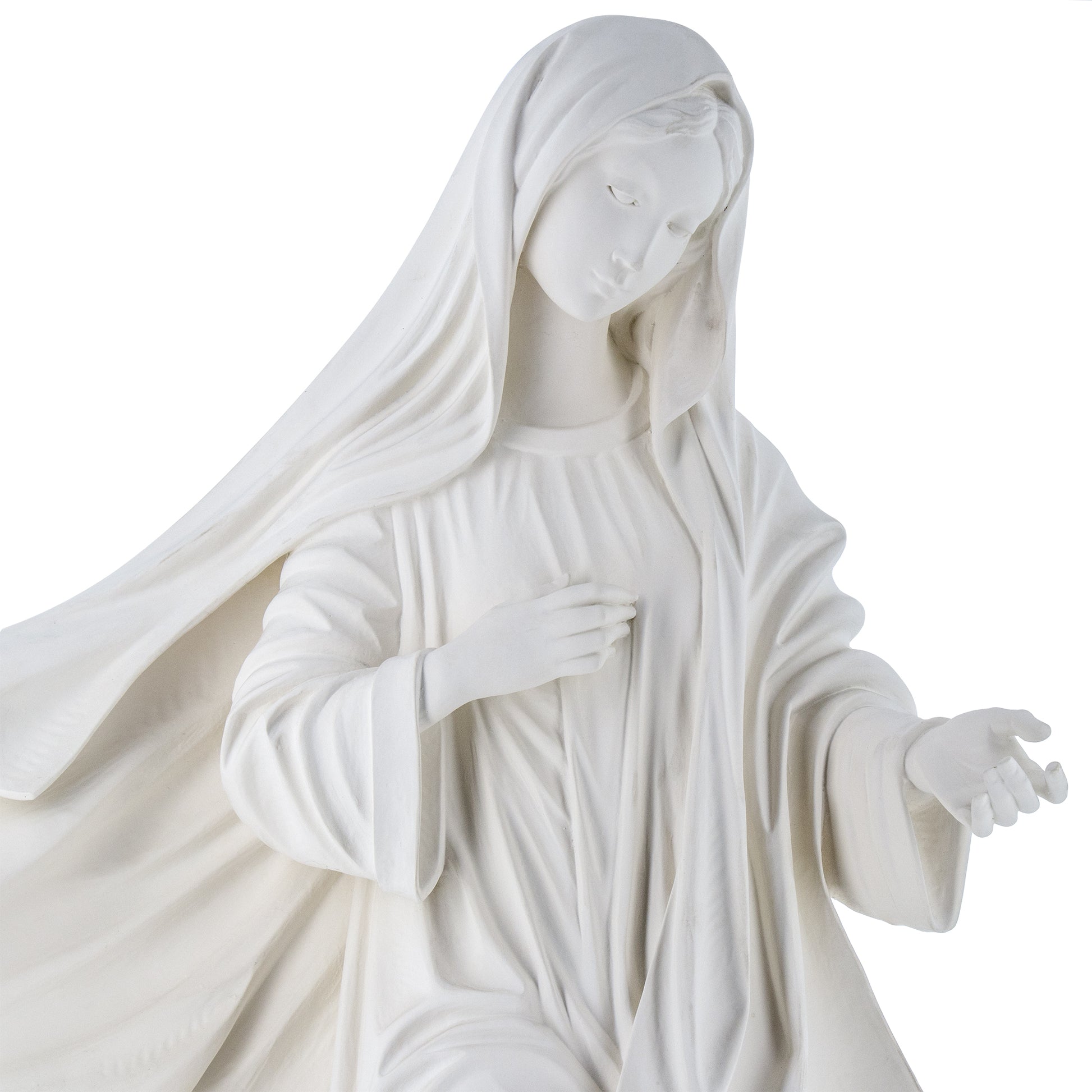Statua Madonna Regina della pace in vetroresina bianca. Altezza 130 cm