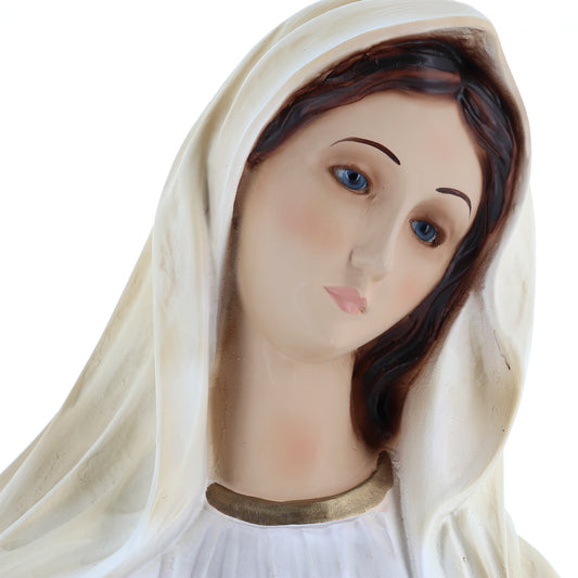 Statua Madonna Regina della pace, in resina vuota dipinta. Altezza 60 cm