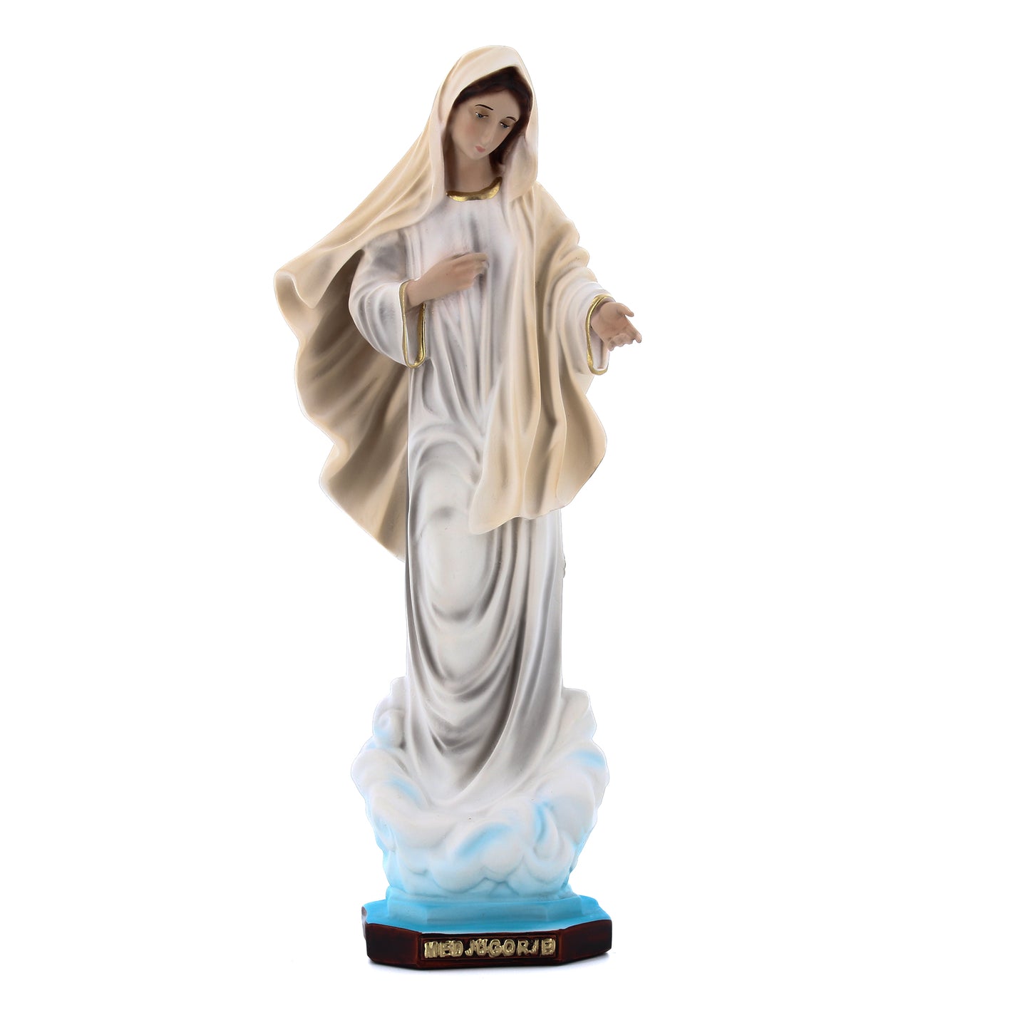 Statua Madonna Regina della pace, in resina vuota dipinta. Altezza 60 cm