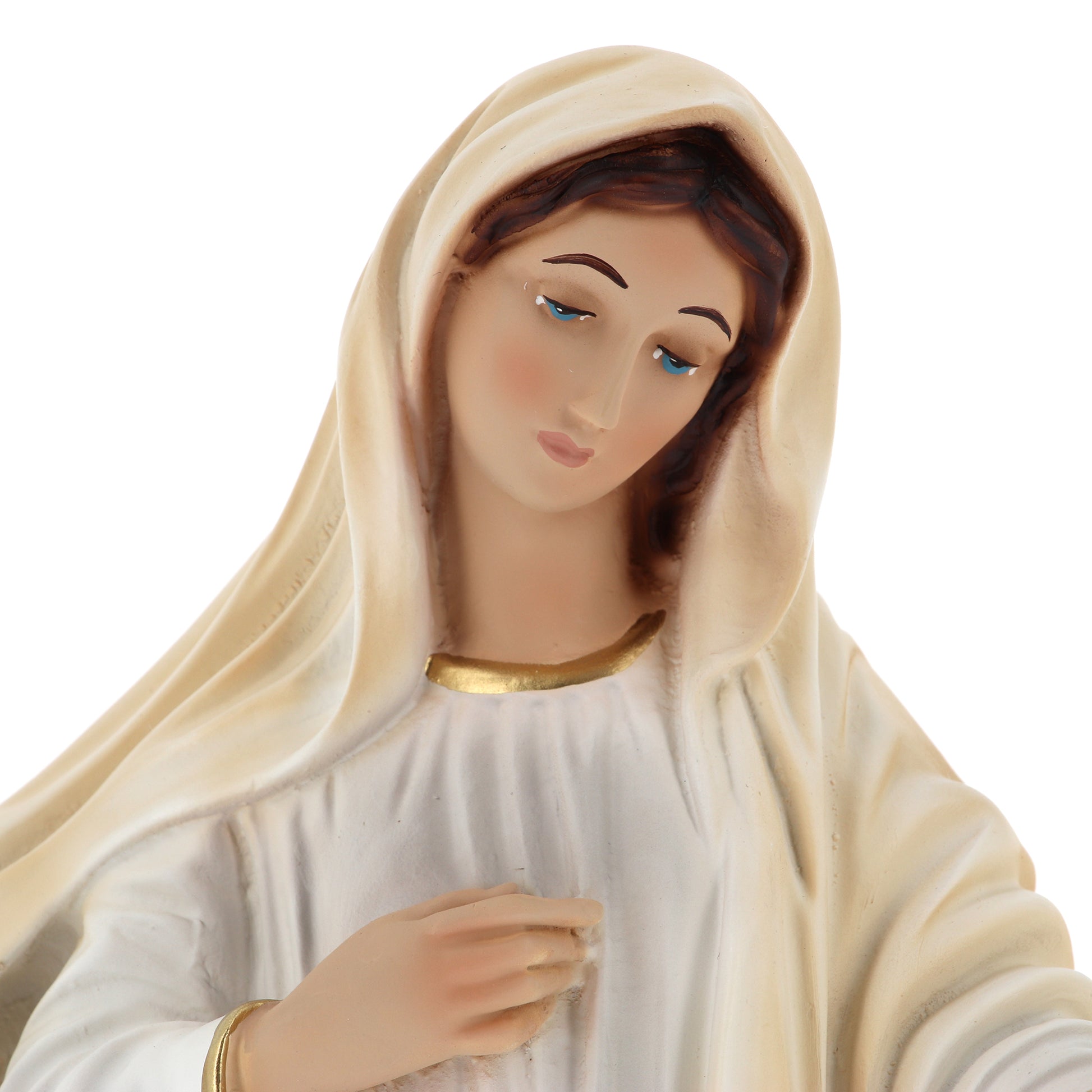 Statua Madonna Regina della pace, in resina vuota. Altezza 40 cm