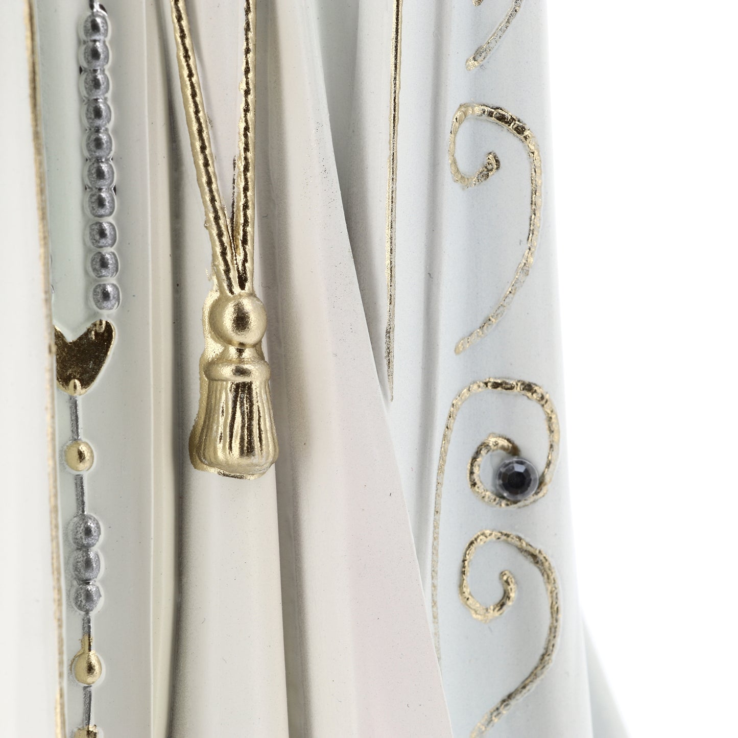 Statua Madonna di Fatima con corona, in resina. Altezza 31 cm
