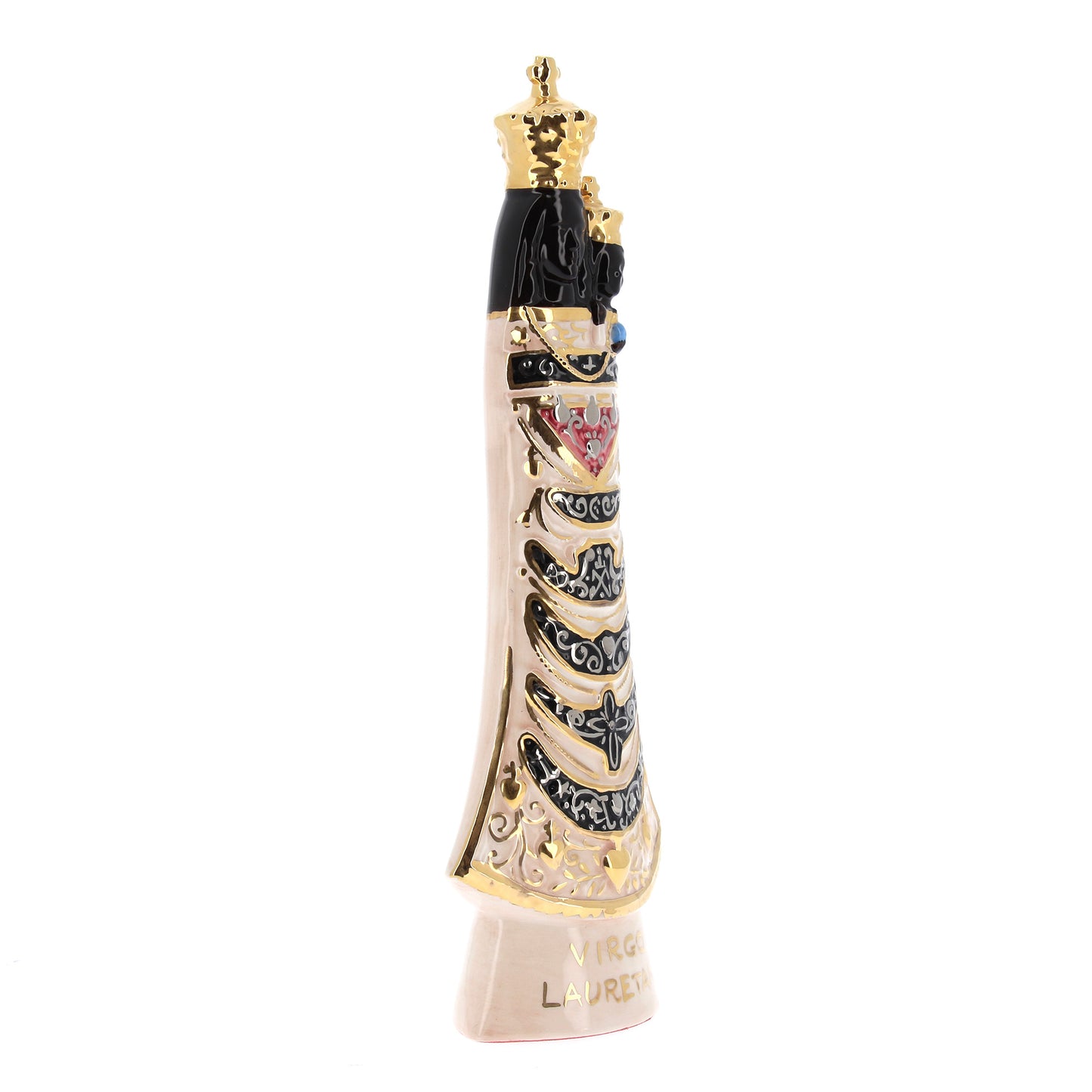 Statua Madonna di Loreto, in ceramica colorata. Altezza 34 cm