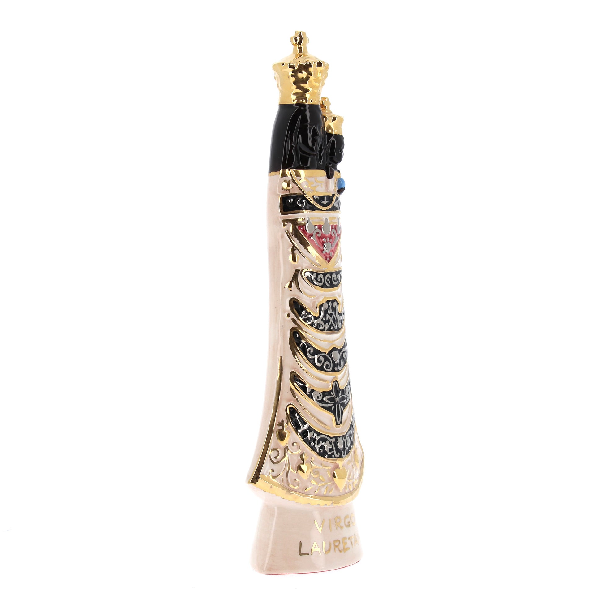 Statua Madonna di Loreto, in ceramica colorata. Altezza 34 cm