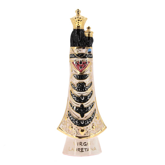 Statua Madonna di Loreto, in ceramica colorata. Altezza 34 cm