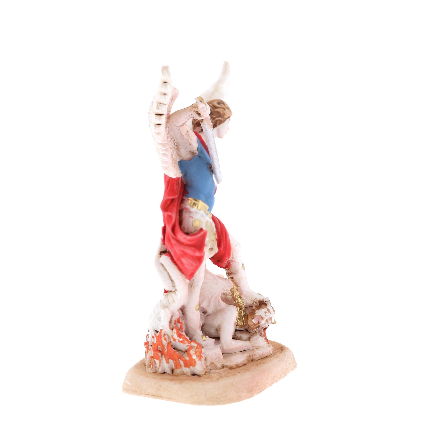 Statua San Michele Arcangelo, in resina colorata. Altezza 7 cm