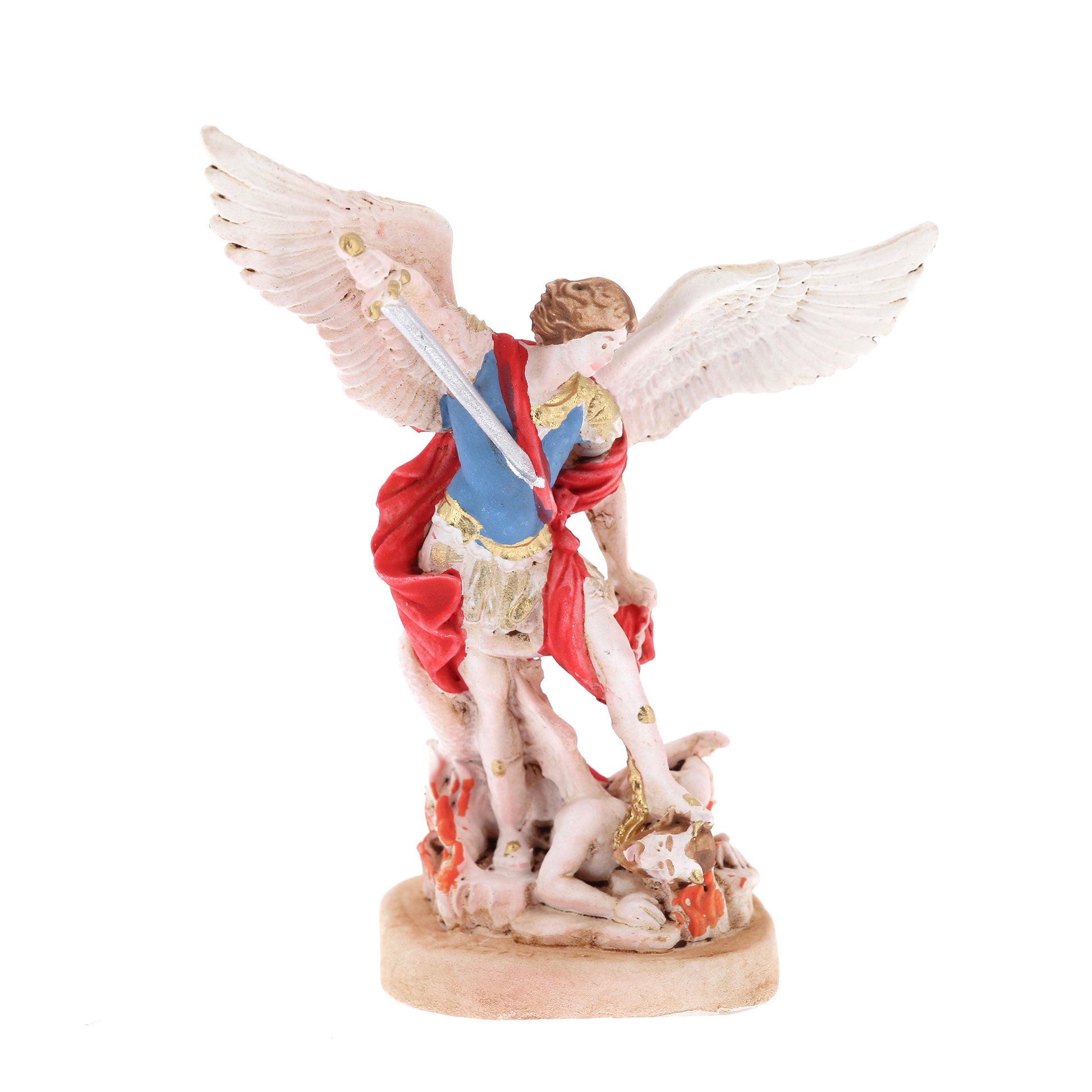 Statua San Michele Arcangelo, in resina colorata. Altezza 7 cm