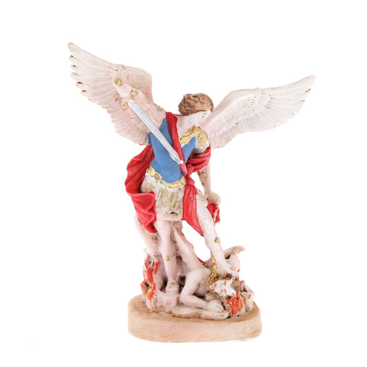 Statua San Michele Arcangelo, in resina colorata. Altezza 7 cm