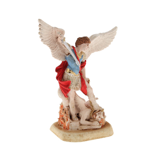 Statua San Michele Arcangelo, in resina colorata. Altezza 10 cm