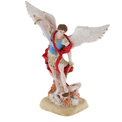 Statua San Michele Arcangelo, in resina colorata. Altezza 15 cm