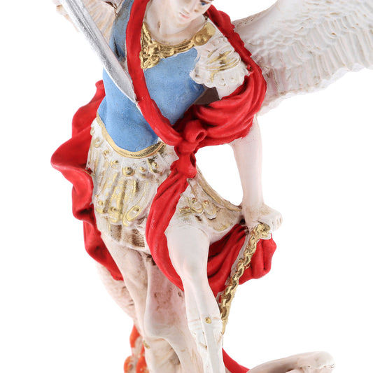 Statua San Michele Arcangelo, in resina colorata. Altezza 15 cm