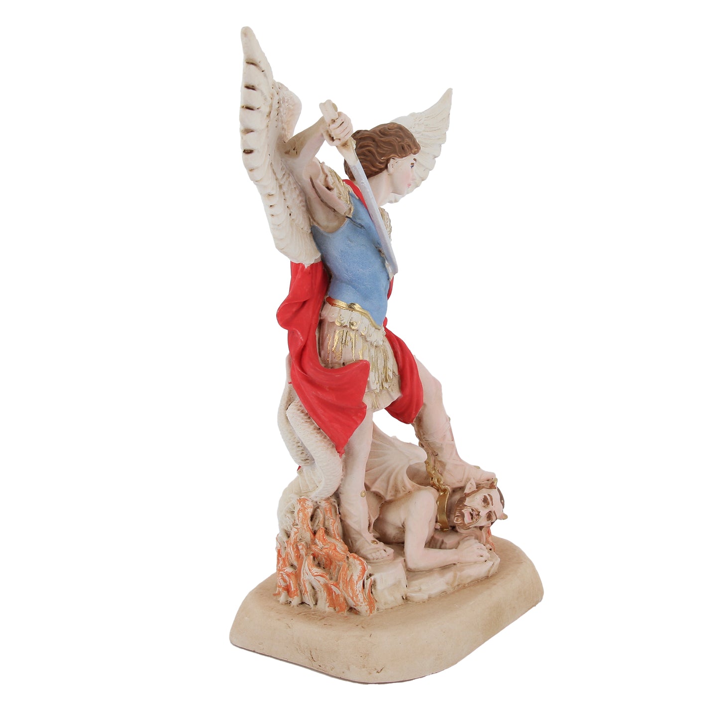 Statua San Michele Arcangelo, in resina colorata. Altezza 20 cm