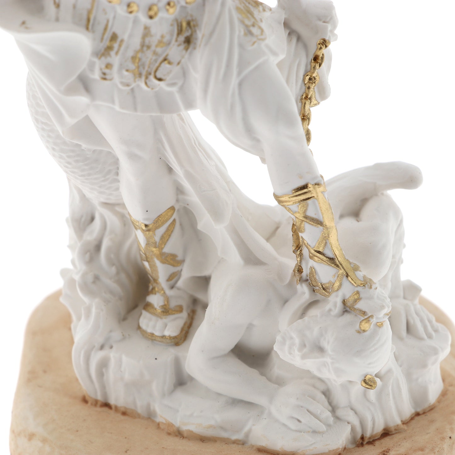 Statua San Michele Arcangelo, in resina bianca. Altezza 15 cm