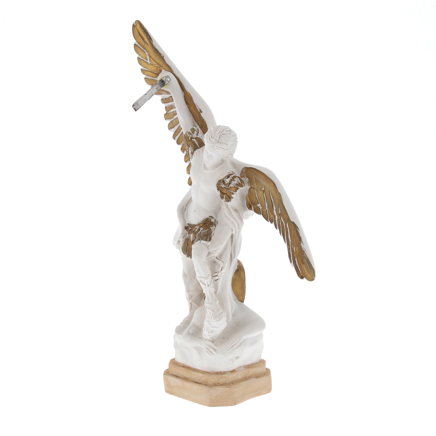 Statua San Michele Arcangelo, in resina bianca. Altezza 20 cm