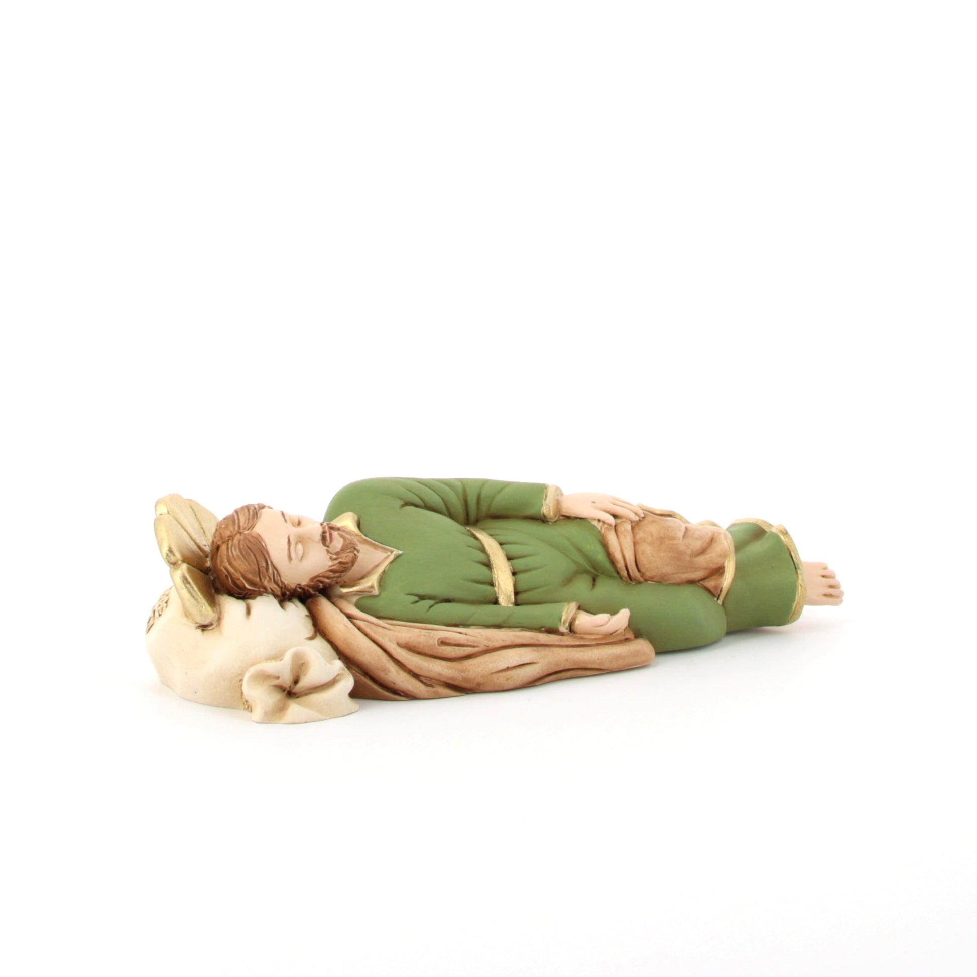 Statua San Giuseppe dormiente in polvere di marmo. Larghezza 14 cm
