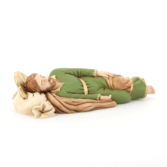 Statua San Giuseppe dormiente in polvere di marmo. Larghezza 38 cm