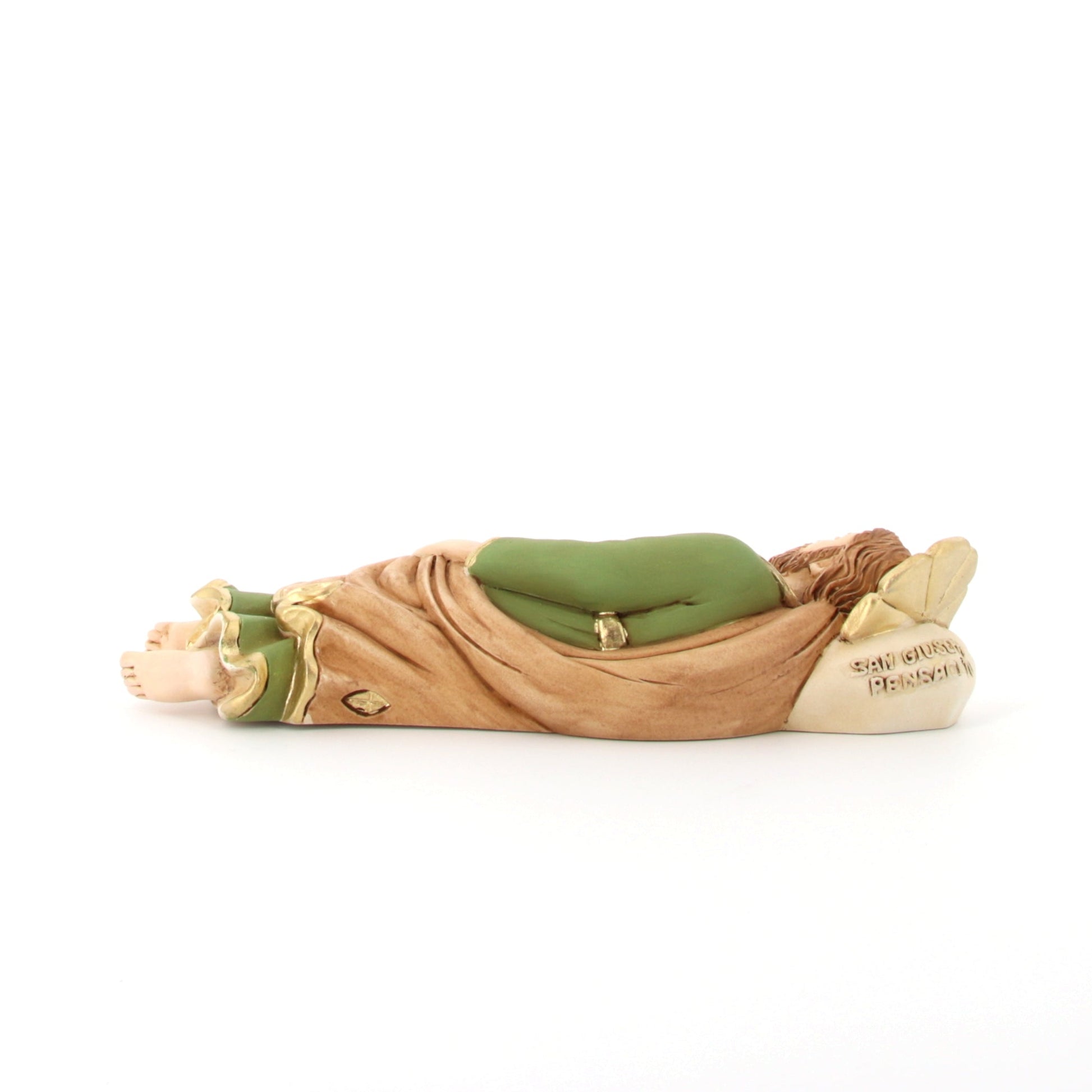 Statua San Giuseppe dormiente in polvere di marmo. Larghezza 14 cm