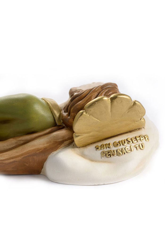 Statua San Giuseppe dormiente in polvere di marmo. Larghezza 38 cm