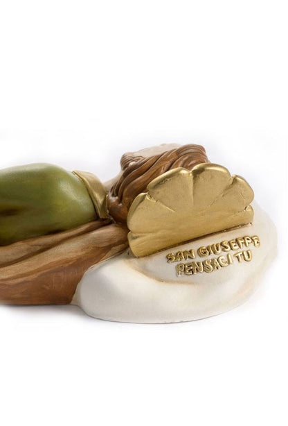 Statua San Giuseppe dormiente in polvere di marmo. Larghezza 38 cm