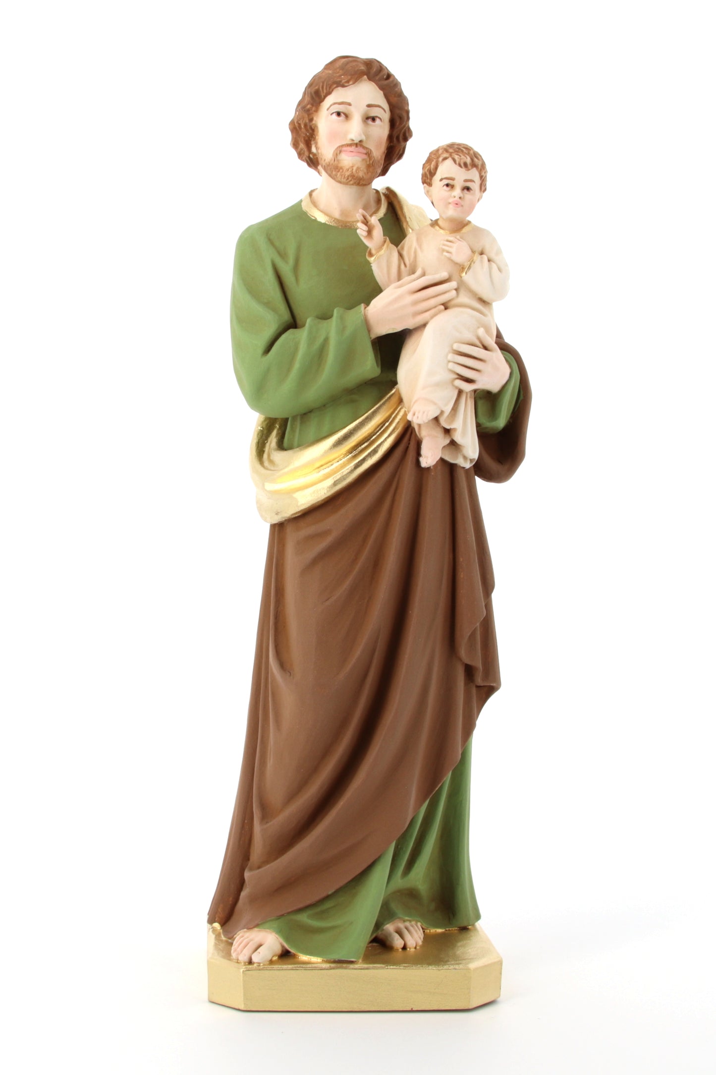 Statua San Giuseppe, in polvere di marmo colorata. Altezza 40 cm