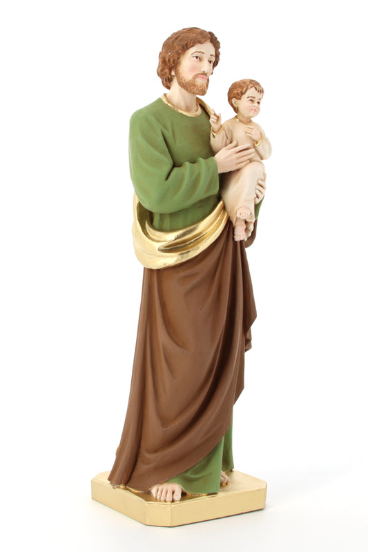 Statua San Giuseppe, in polvere di marmo colorata. Altezza 30 cm