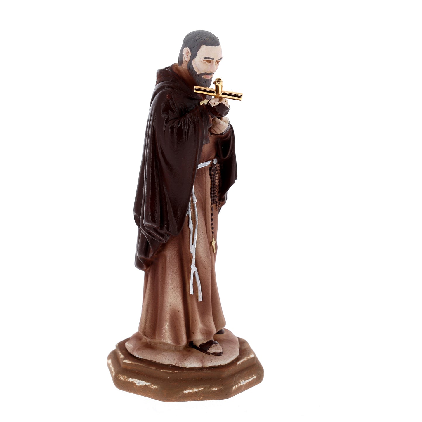 Statua San Pio in resina colorata. Altezza 11 cm