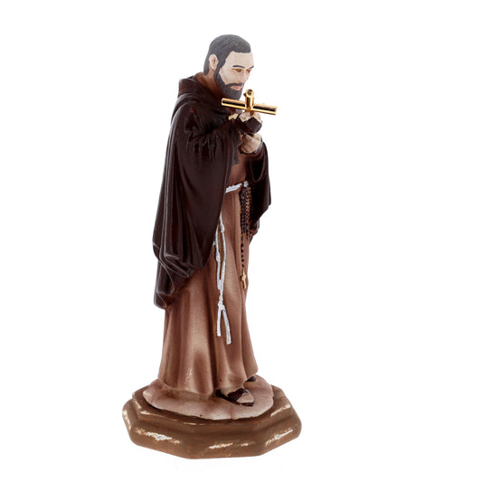 Statua San Pio in resina colorata. Altezza 11 cm