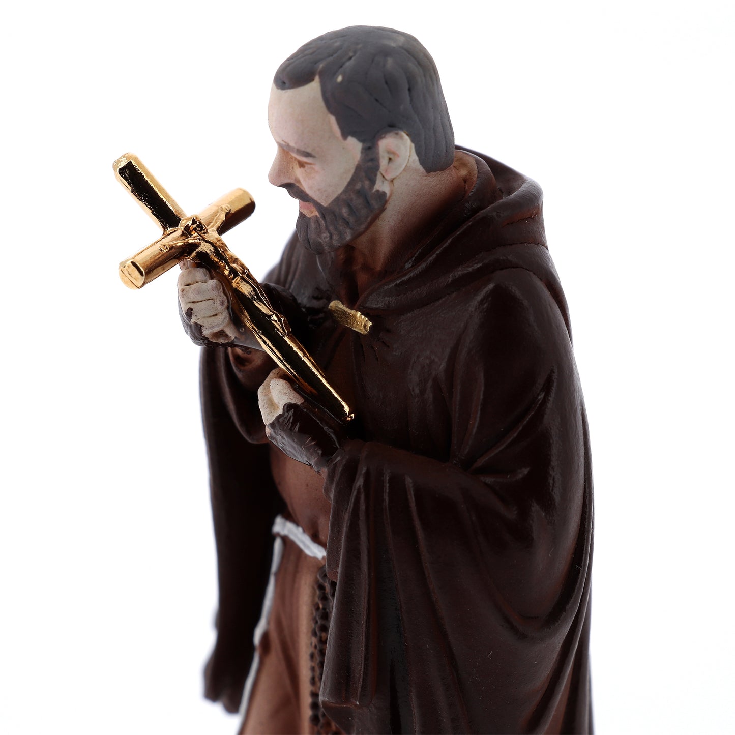 Statua San Pio in resina colorata. Altezza 11 cm