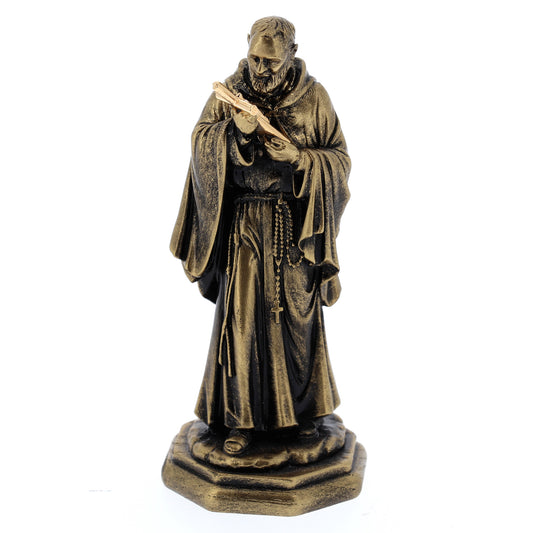 Statua san Pio in resina bronzata. Altezza 11 cm