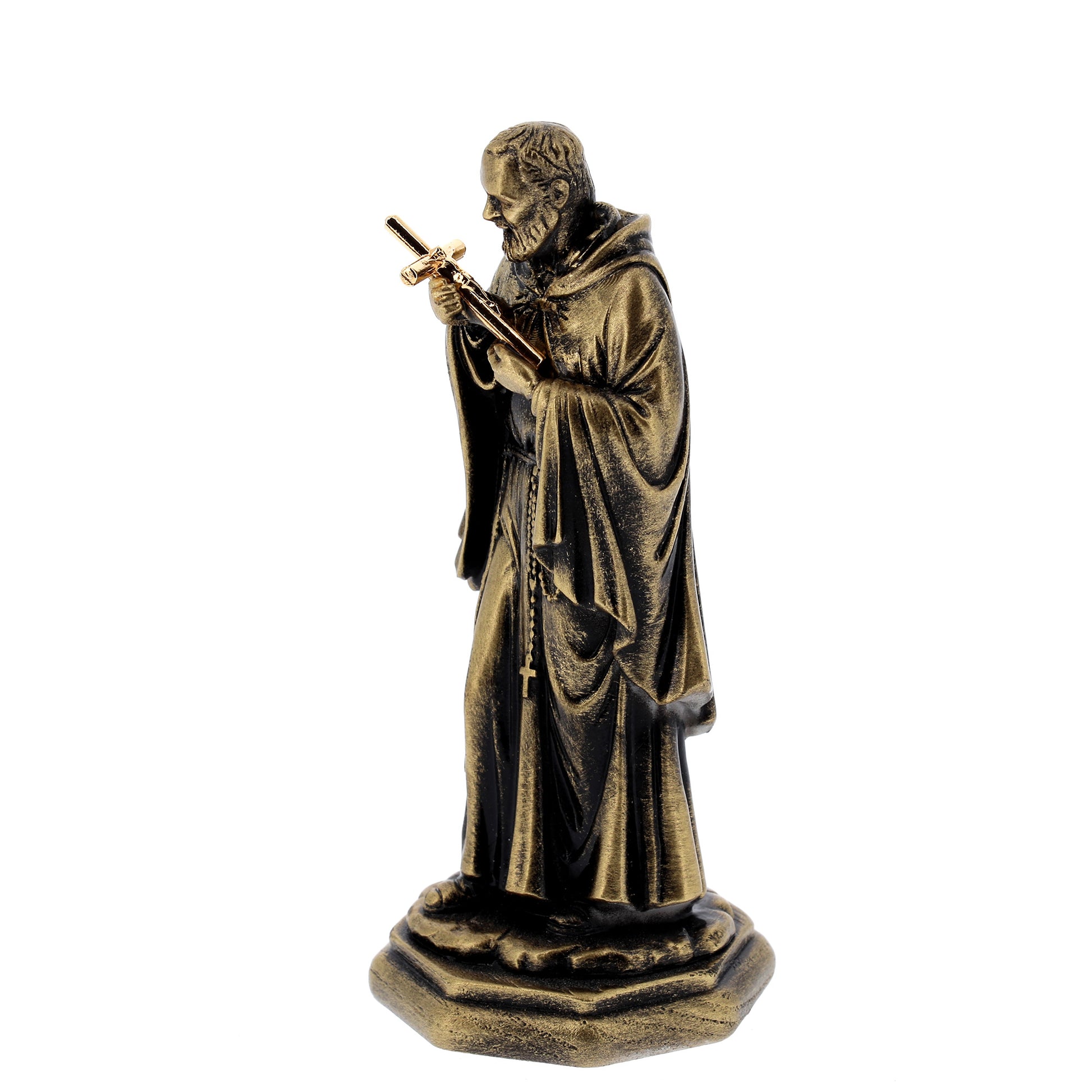 Statua san Pio in resina bronzata. Altezza 11 cm