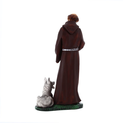 Statua san Francesco d'Assisi, in resina colorata. Altezza 30 cm