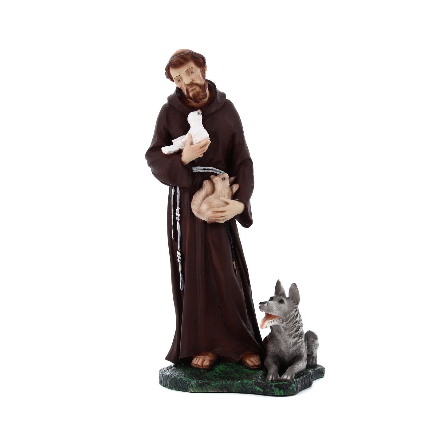 Statua san Francesco d'Assisi, in resina colorata. Altezza 30 cm
