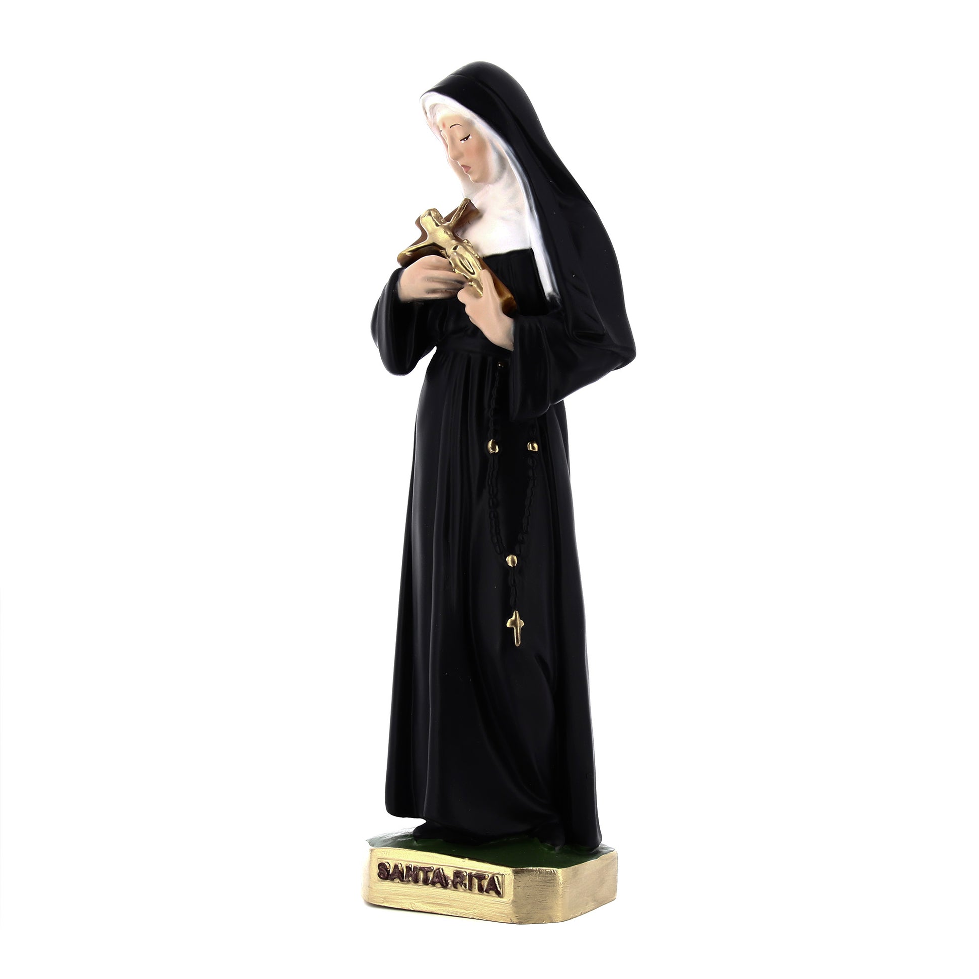 Statua santa Rita da Cascia, in resina colorata. Altezza 30 cm