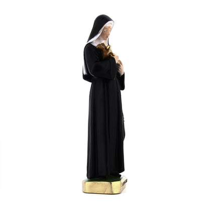 Statua santa Rita da Cascia, in resina colorata. Altezza 30 cm
