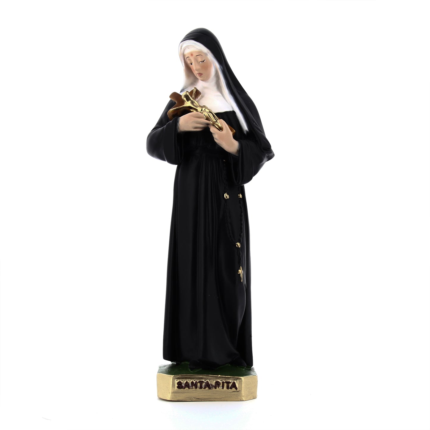 Statua santa Rita da Cascia, in resina colorata. Altezza 30 cm