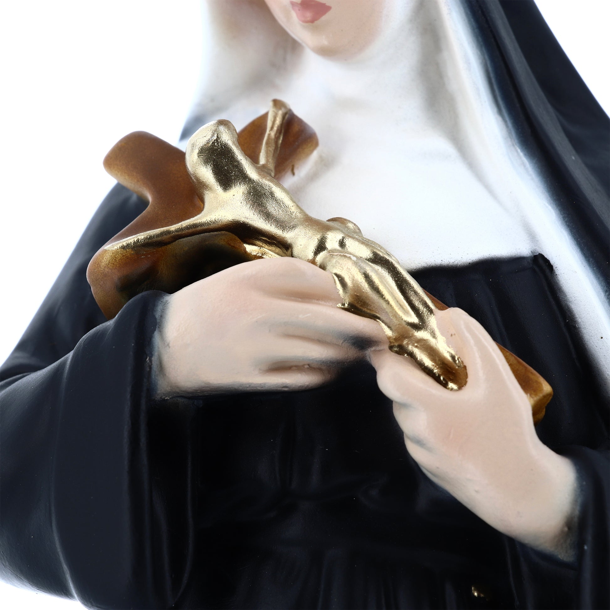 Statua santa Rita da Cascia, in resina colorata. Altezza 30 cm