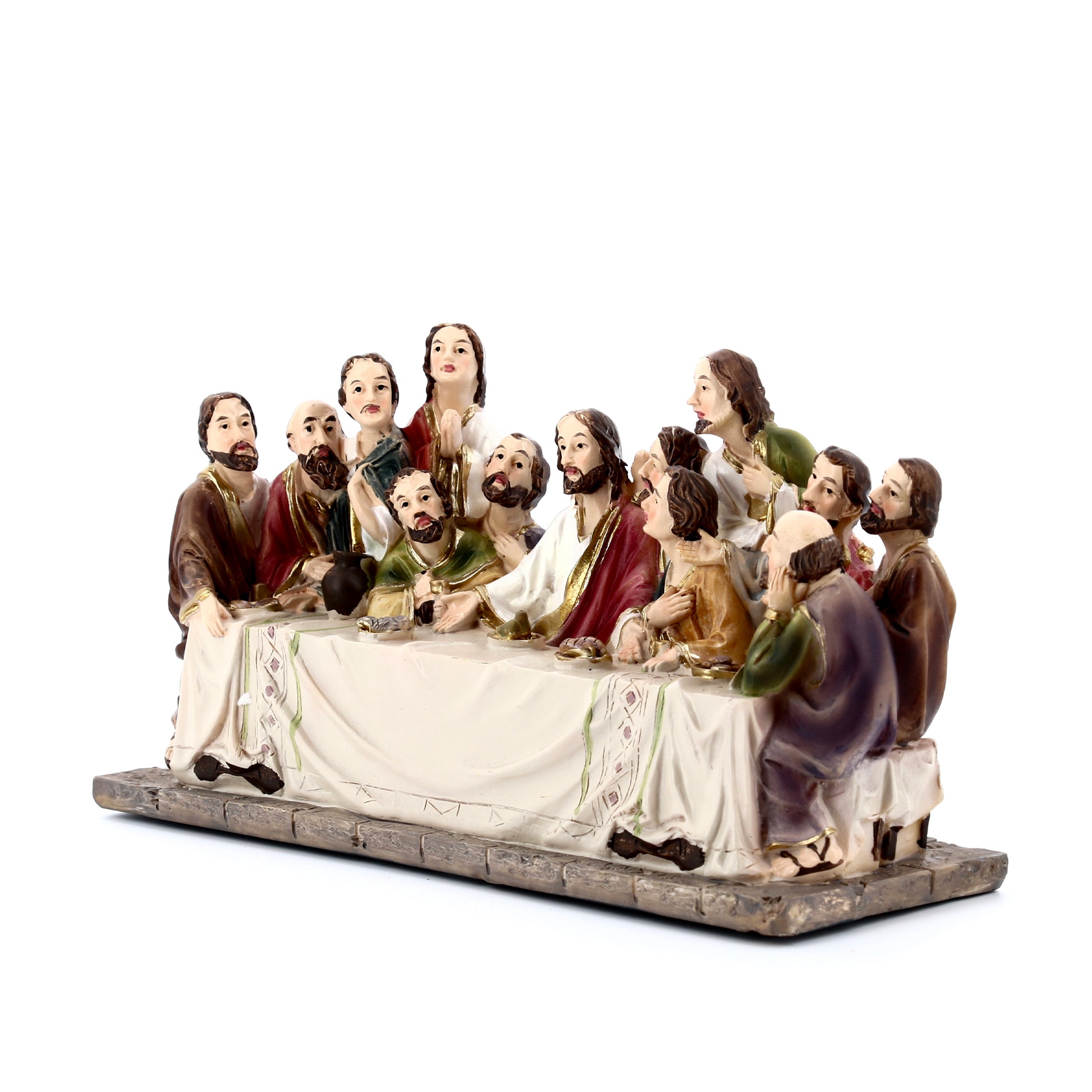 Statua Ultima cena, in resina colorata. Dimensioni 17x9 cm
