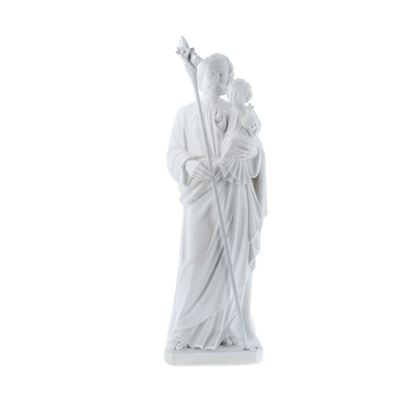Statua San Giuseppe bianca in resina vuota. Altezza 80 cm