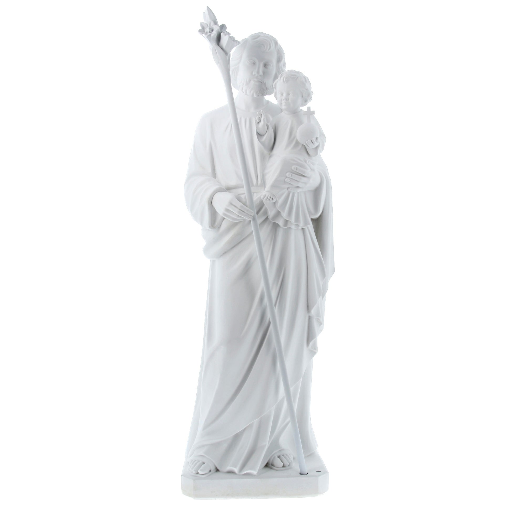 Statua San Giuseppe bianca in resina vuota. Altezza 115 cm