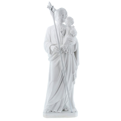 Statua San Giuseppe bianca in resina vuota. Altezza 115 cm