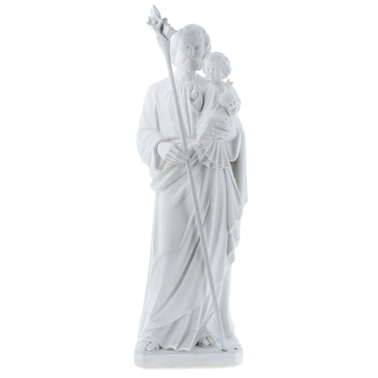 Statua San Giuseppe bianca in resina vuota. Altezza 115 cm