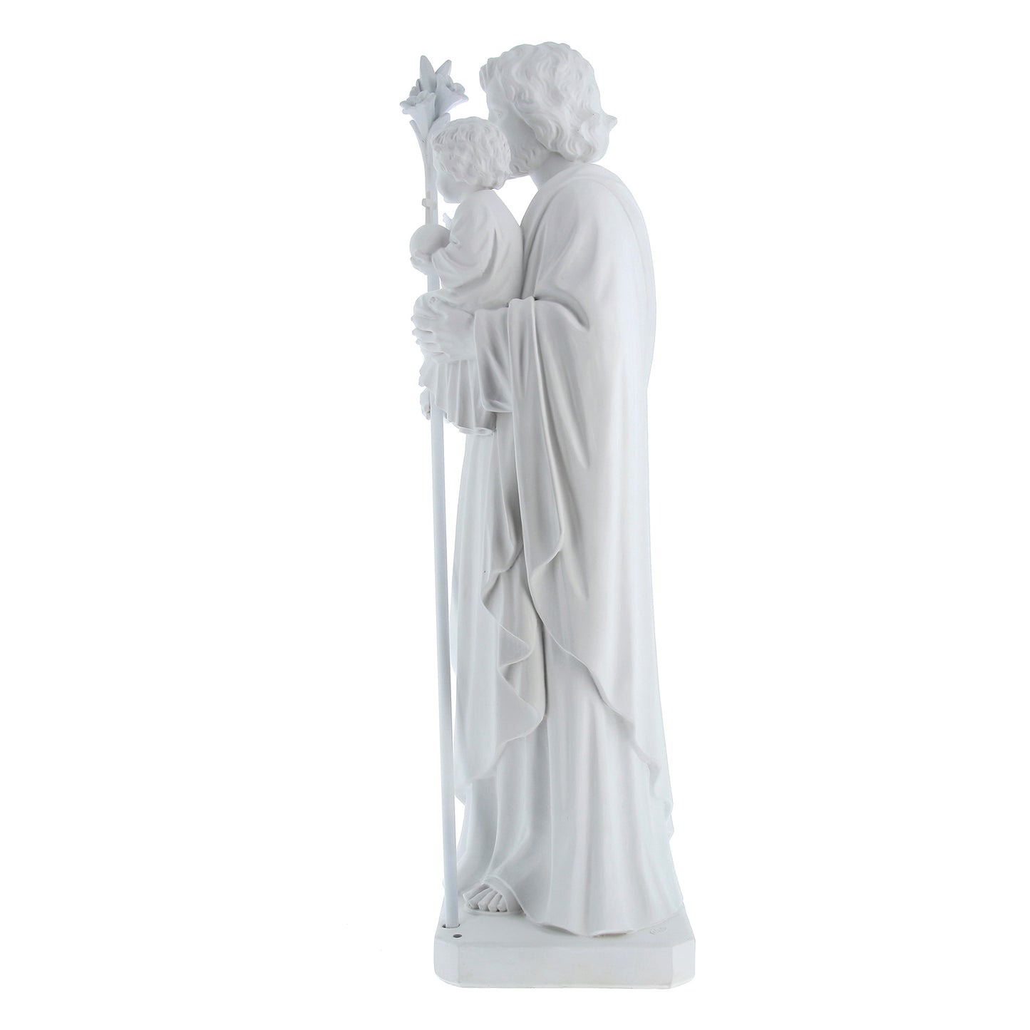 Statua San Giuseppe bianca in resina vuota. Altezza 80 cm