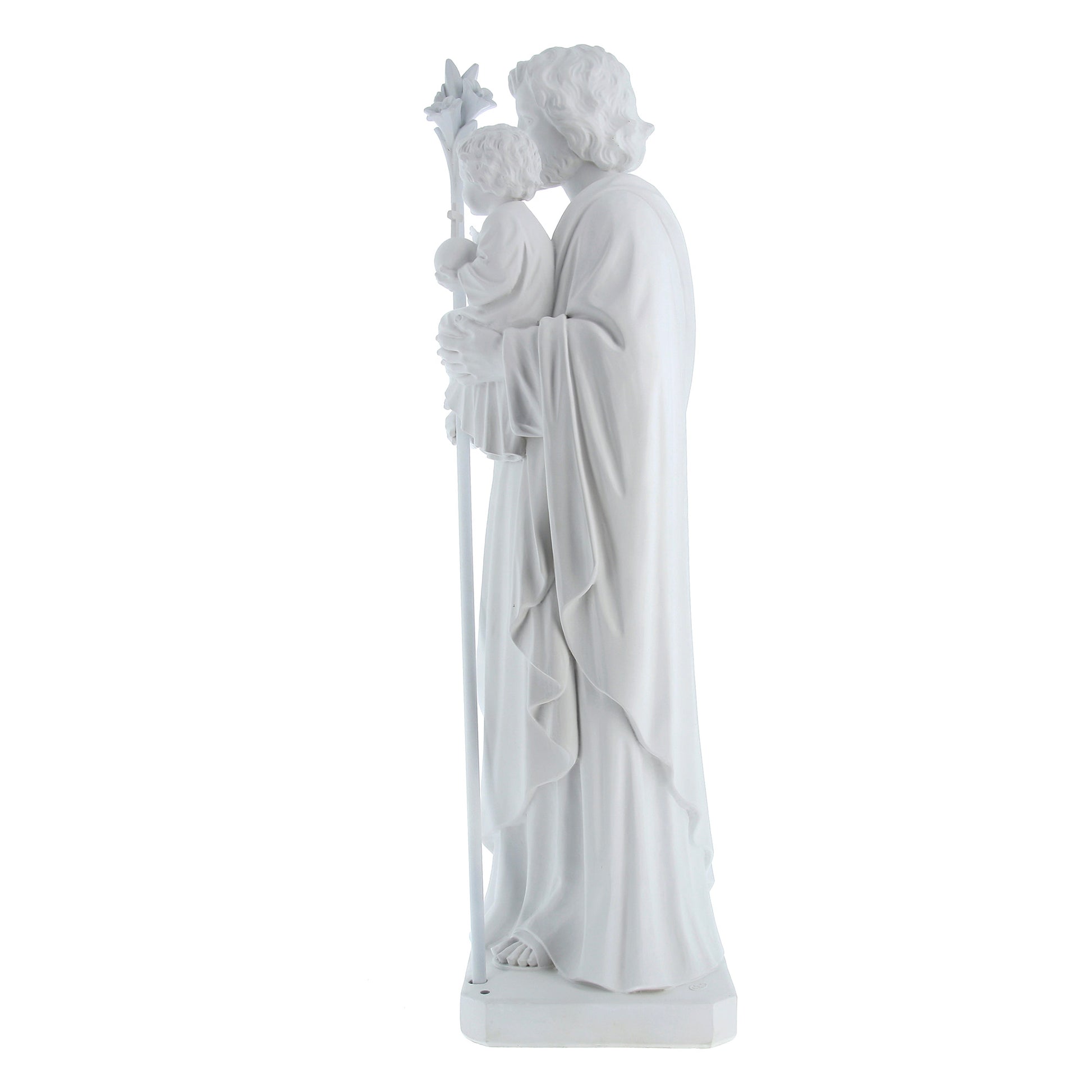 Statua San Giuseppe bianca in resina vuota. Altezza 80 cm