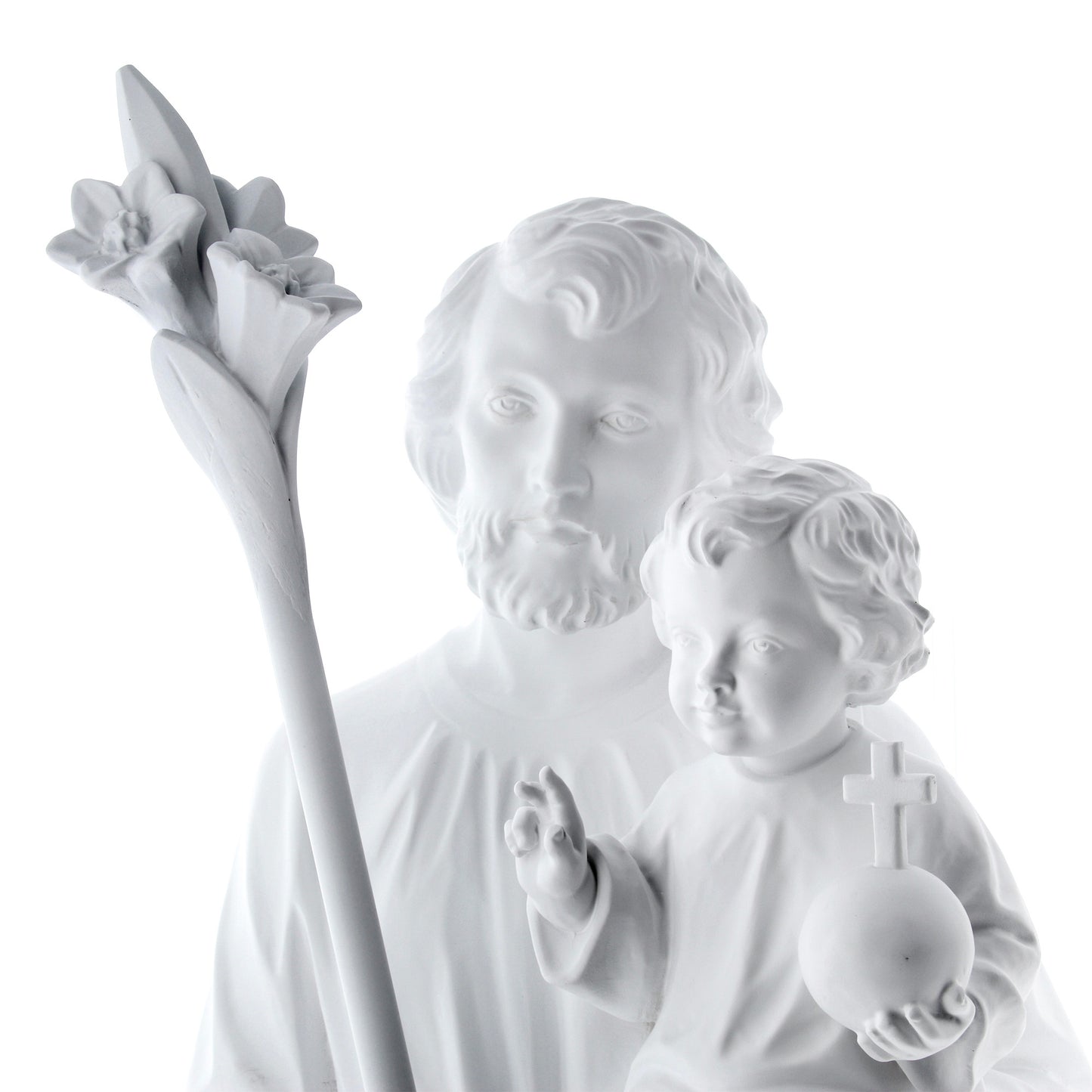 Statua San Giuseppe bianca in resina vuota. Altezza 80 cm