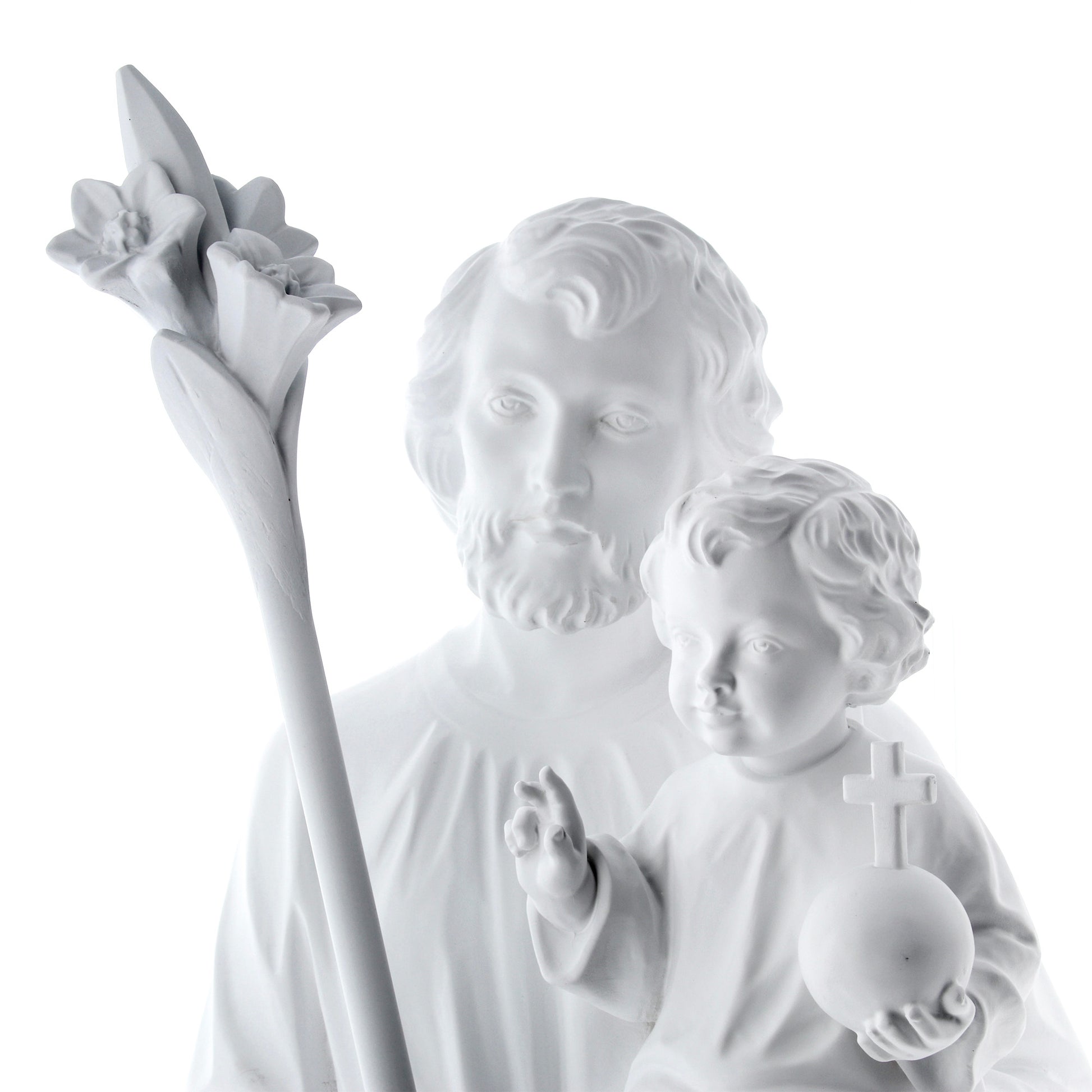 Statua San Giuseppe bianca in resina vuota. Altezza 80 cm